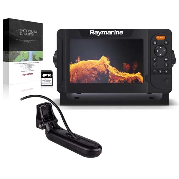 Raymarine Element 7 HV With Western European LightHouse Chart & HV100+ Transom Txd